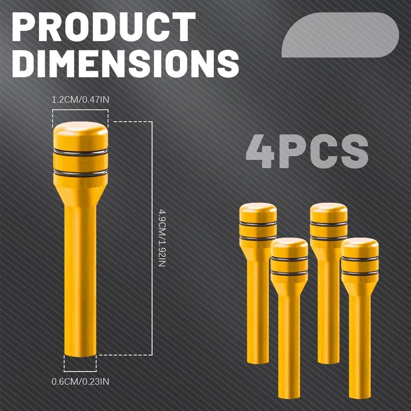 HEVLE 4PCS Car Door Lock Knobs, Vehicle Door Lift Bolt, Aluminum Alloy Doors Lock Cover Decor, 0.47" x 1.93" Automotive Door Lock Switches, Universal Car Accessories Safety Door Lock Pin (Gold) - Image 2